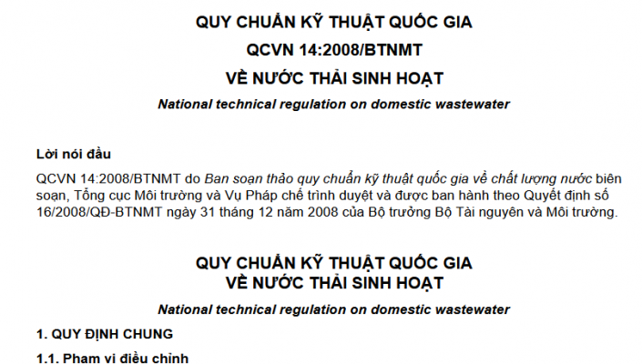 QCVN 14 2008 btnmt